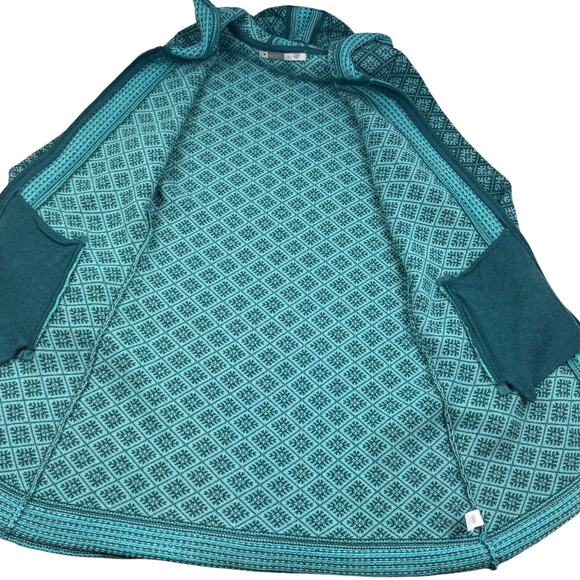 Athleta Spooner Summit Nordic Print Knit Long Line Zipper Cardigan Women's XL - Picture 5 of 9